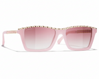 Chanel Women Rectangular Pink Sunglasses
