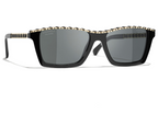 Chanel Women Rectangular Black Sunglasses