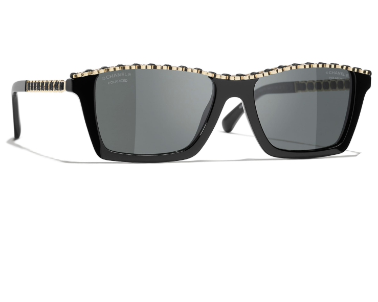 Chanel Women Rectangular Black Sunglasses