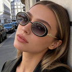 Chanel Women Oval Gold Black Gradient Sunglasses