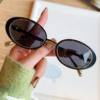 Chanel Women Oval Gold Black Gradient Sunglasses