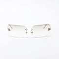 Chanel Unisex Coco Mark Clear Rhinestone Rimless Silver Sunglasses