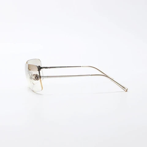 Chanel Unisex Coco Mark Clear Rhinestone Rimless Silver Sunglasses
