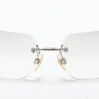 Chanel Unisex Coco Mark Clear Rhinestone Rimless Silver Sunglasses