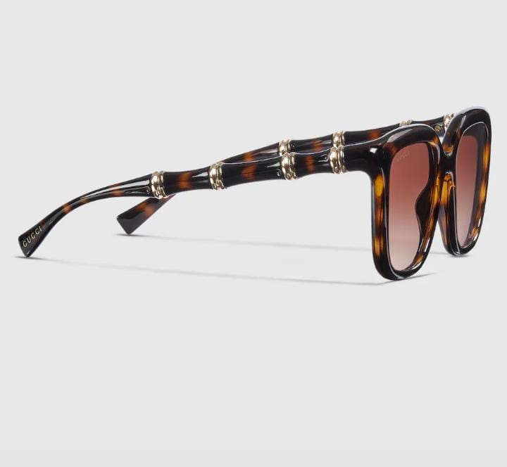 Gucci Women Square Frame Deep Shiny Brown Sunglasses