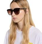 Gucci Women Square Frame Deep Shiny Brown Sunglasses