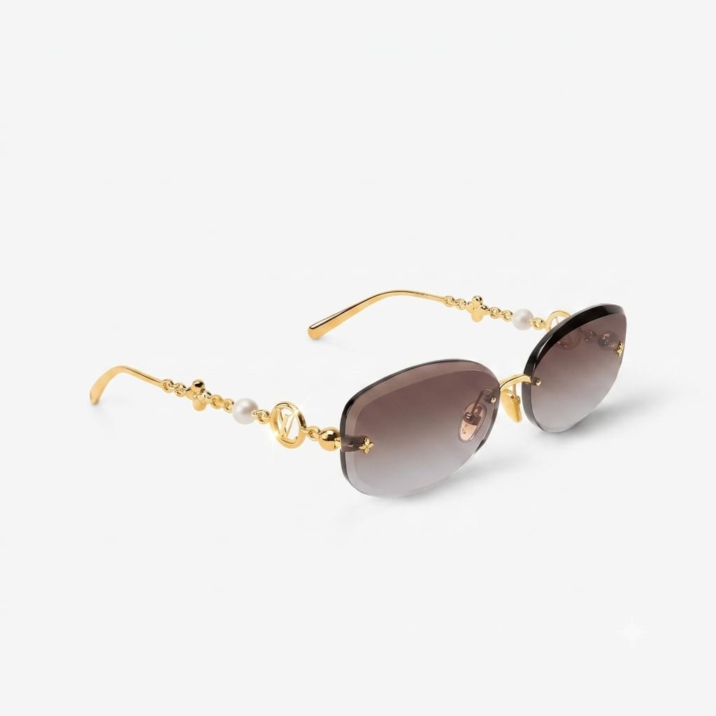 Louis Vuitton Women Jewel Pearl Oval Gold Sunglasses