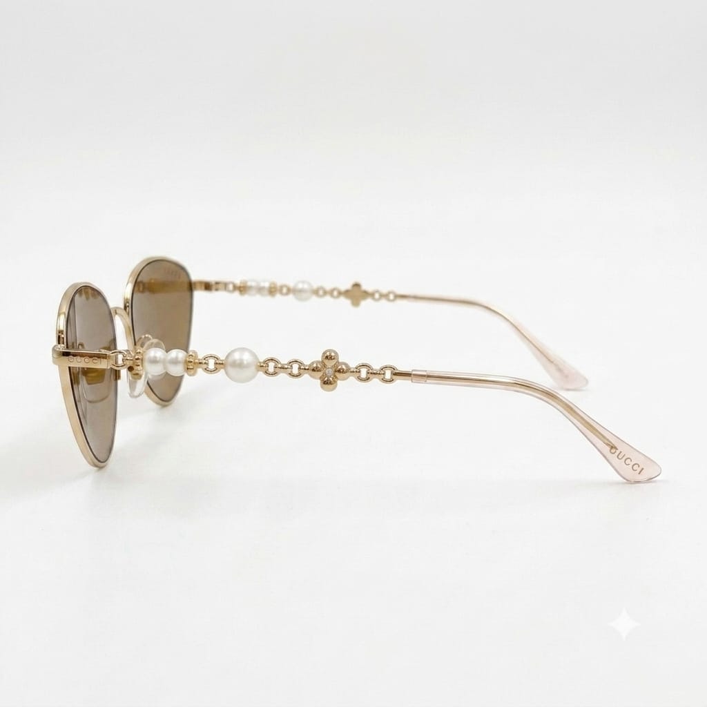 Gucci Women Perla Venere Cat-Eye Gold Sunglasses