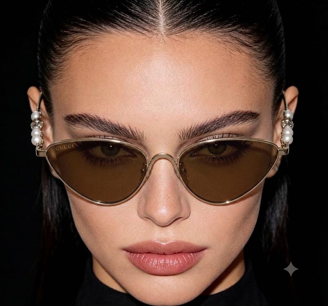 Gucci Women Perla Venere Cat-Eye Gold Sunglasses