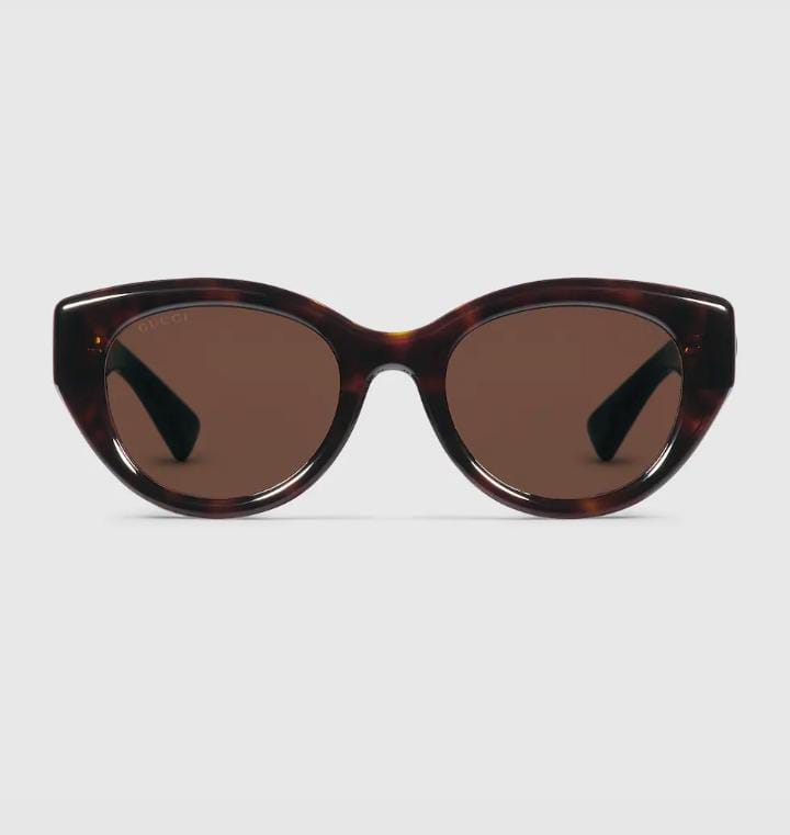 Gucci Women Low Nose Bridge Fit Dark Brown Sunglasses