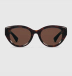 Gucci Women Low Nose Bridge Fit Dark Brown Sunglasses