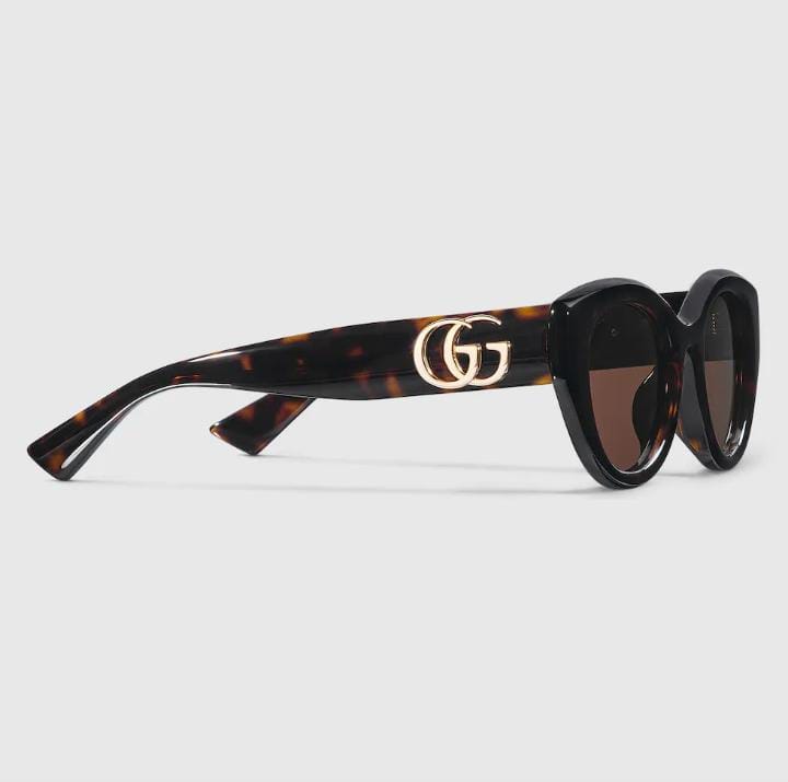 Gucci Women Low Nose Bridge Fit Dark Brown Sunglasses