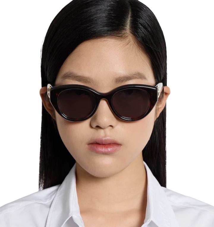 Gucci Women Low Nose Bridge Fit Dark Brown Sunglasses