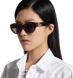 Gucci Women Low Nose Bridge Fit Dark Brown Sunglasses