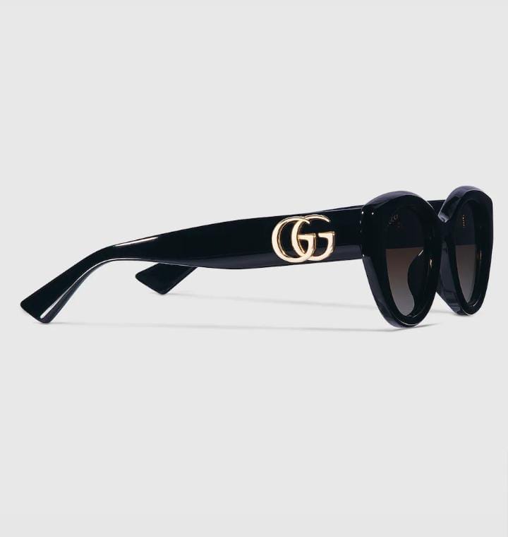 Gucci Women Low Nose Bridge Fit Black Sunglasses