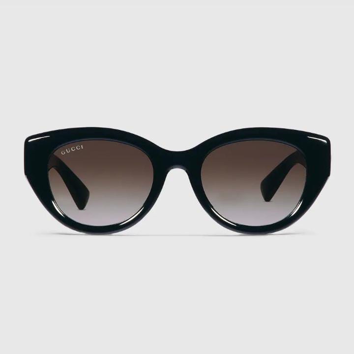 Gucci Women Low Nose Bridge Fit Black Sunglasses