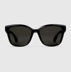 Gucci Women Low Nose Bridge Fit Square Black Sunglasses