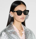 Gucci Women Low Nose Bridge Fit Square Black Sunglasses