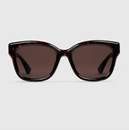 Gucci Women Low Nose Bridge Fit Square Dark Brown Sunglasses