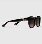 Gucci Women Low Nose Bridge Fit Square Dark Brown Sunglasses
