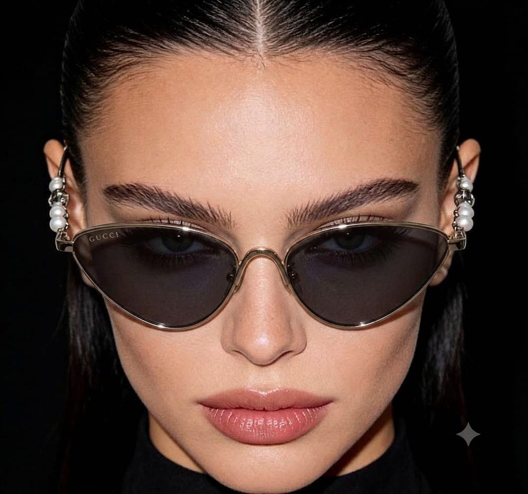Gucci Women Perla Venere Cat-Eye Black Sunglasses