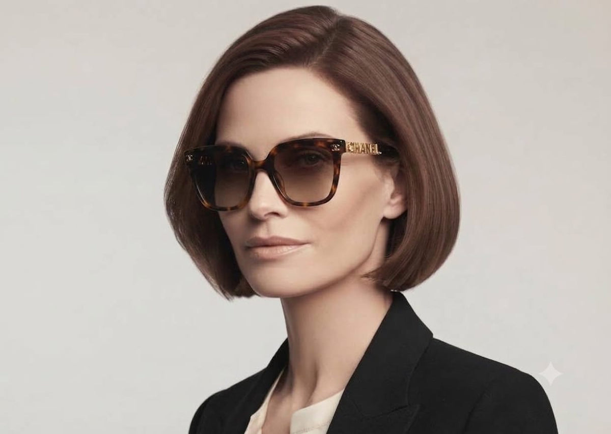 Chanel Women Classic Square Acetate Polarized Rhinestone Chanel Logo Tortoiseshell Brown Sunglasses