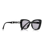Chanel Women Acetate Strass Polarized Square Black Stone Logo Sunglasses