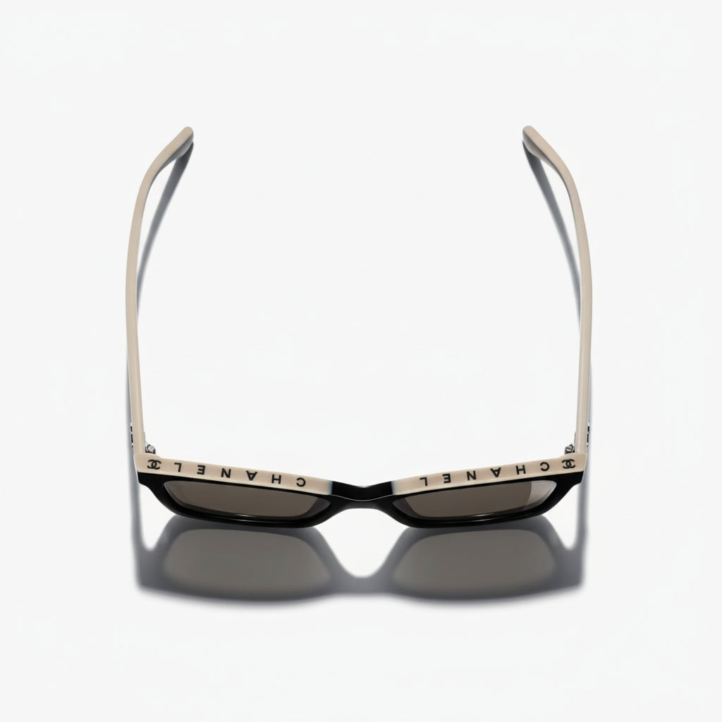 Chanel Women Square Black & Beige Sunglasses
