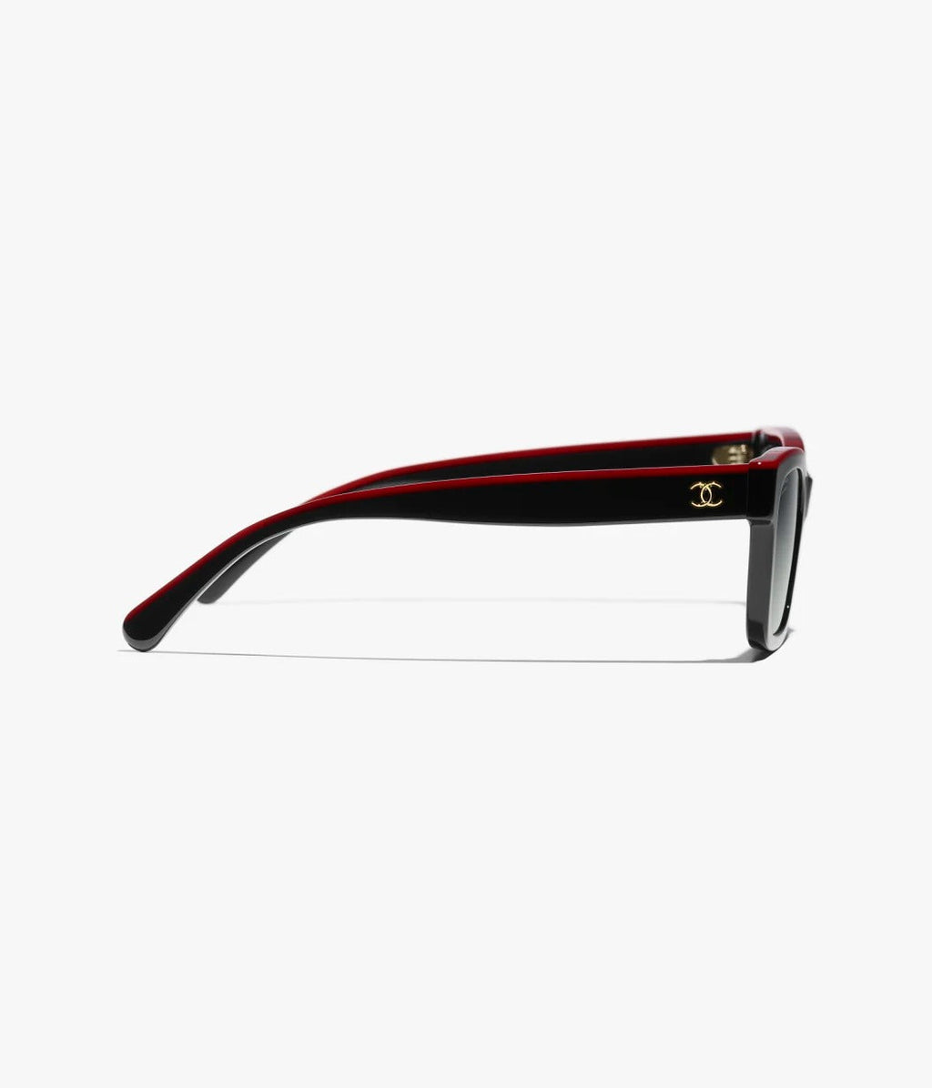 Chanel Women Square Black & Red Sunglasses