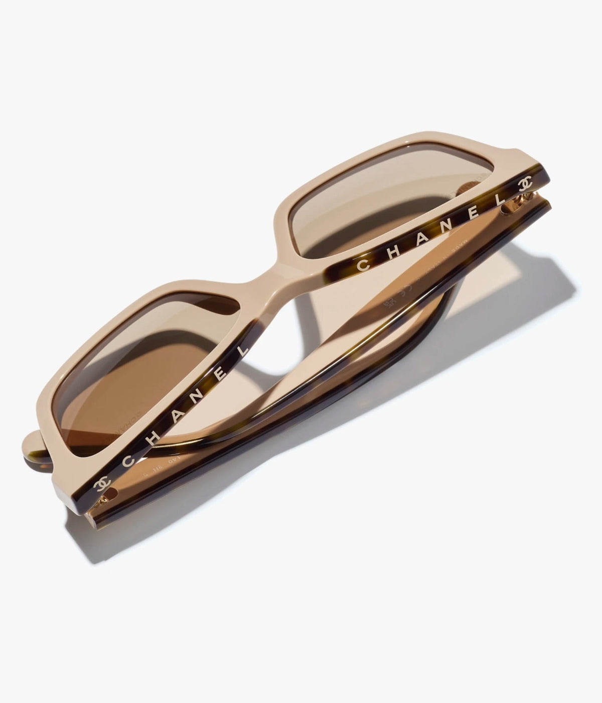 Chanel Women Square Beige & Tortoise Sunglasses