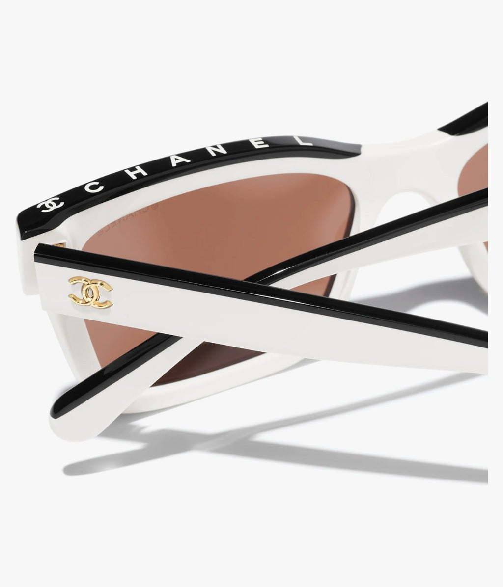 Chanel Women Square White & Black Sunglasses