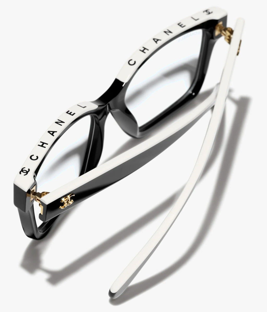 Chanel Women Rectangular Black and White Glasses