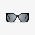Chanel Women Square Silver Logo Black Sunglasses