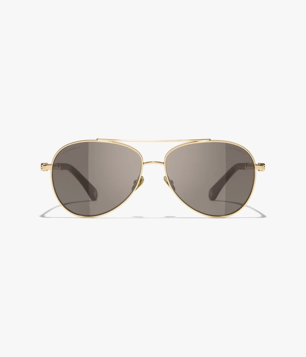  Chanel Women Pilot Pearls Brown Sunglasses 