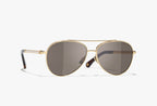 Chanel Women Pilot Pearls Brown Sunglasses