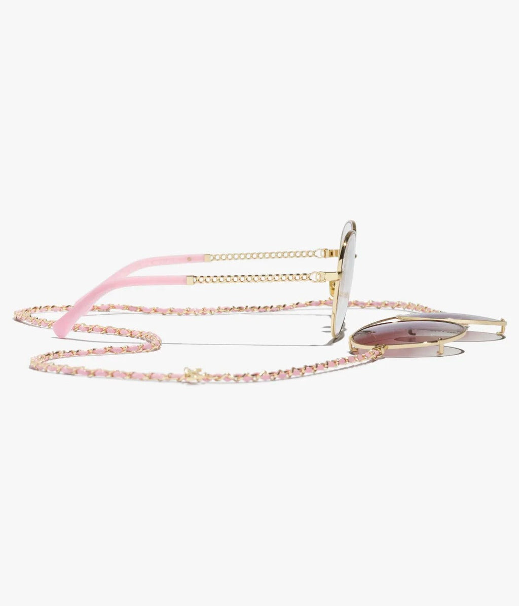 Chanel Women Pilot Calfskin Pink Gradient Sunglasses