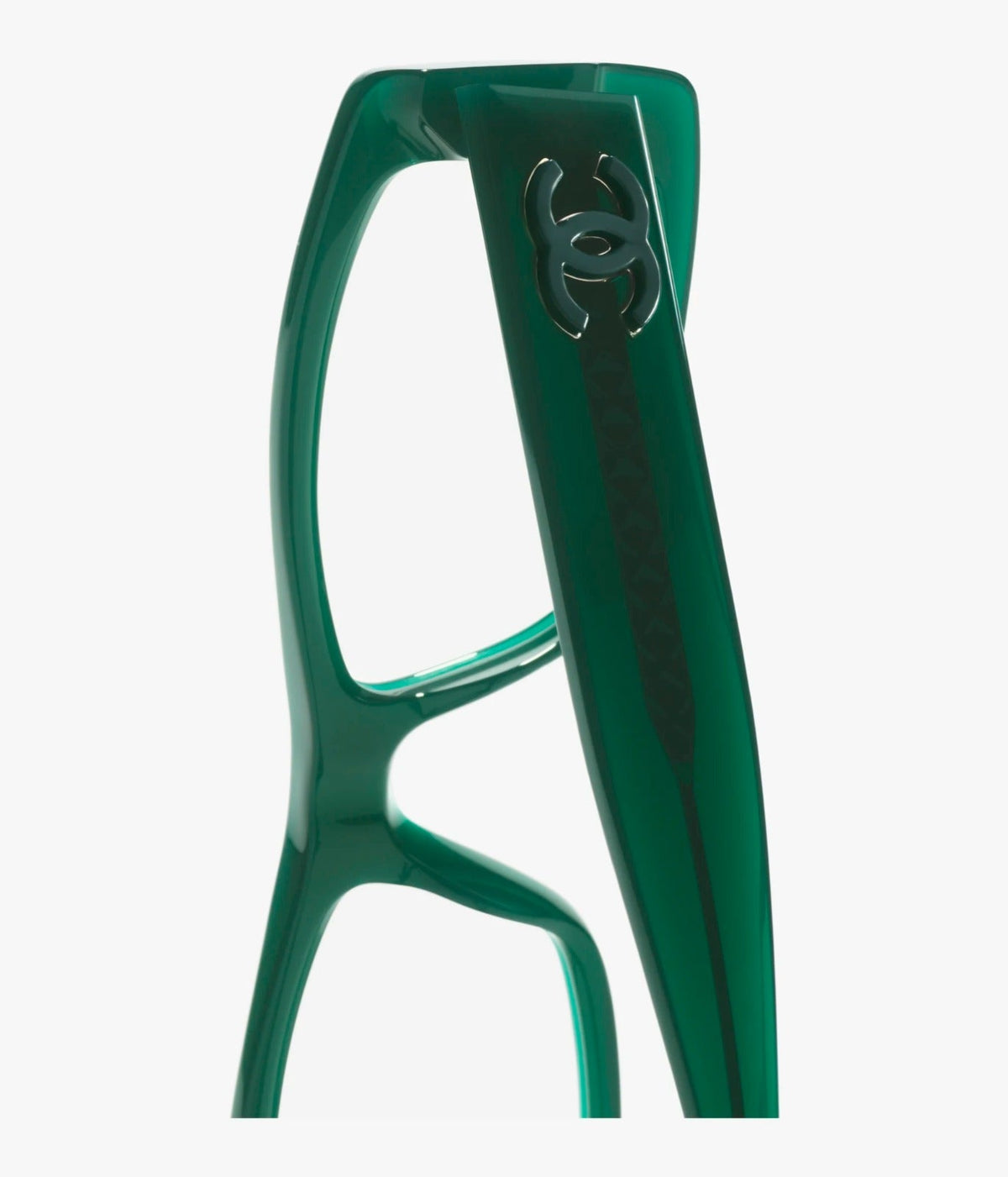 Chanel Unisex Rectangle Green Eyeglasses