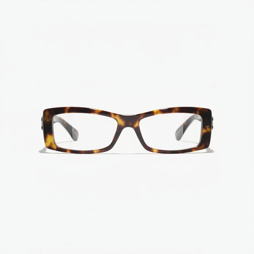  Chanel Unisex Rectangle Tortoise / Havana Eyeglasses 