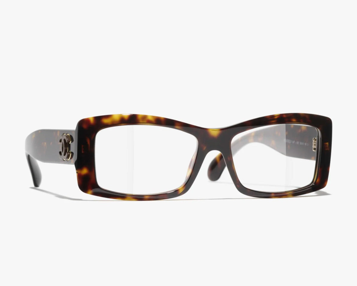Chanel Unisex Rectangle Tortoise / Havana Eyeglasses