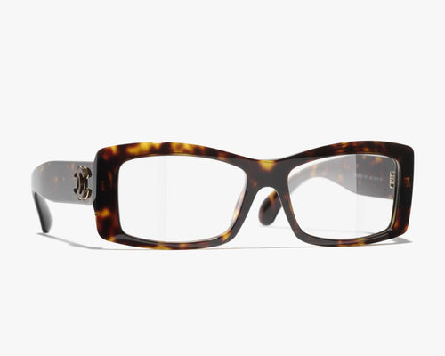 Chanel Unisex Rectangle Tortoise / Havana Eyeglasses