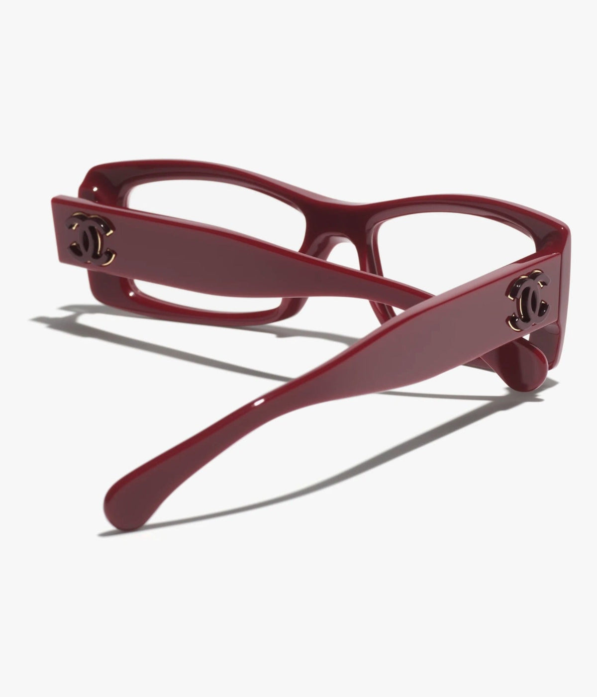 Chanel Unisex Rectangle Burgundy Eyeglasses