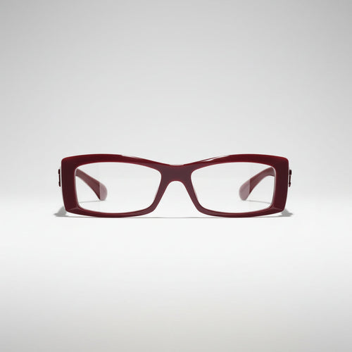  Chanel Unisex Rectangle Burgundy Eyeglasses 