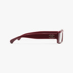 Chanel Unisex Rectangle Burgundy Eyeglasses