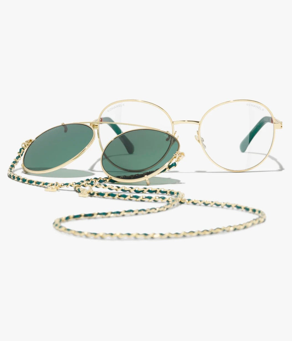 Chanel Women Pilot Calfskin Green Sunglasses
