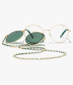 Chanel Women Pilot Calfskin Green Sunglasses
