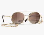 Chanel Women Pilot Calfskin Brown Sunglasses