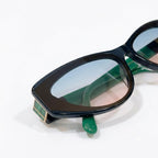 Chanel Women Angular Cat Eye Black & Green Sunglasses