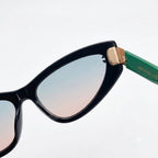 Chanel Women Angular Cat Eye Black & Green Sunglasses