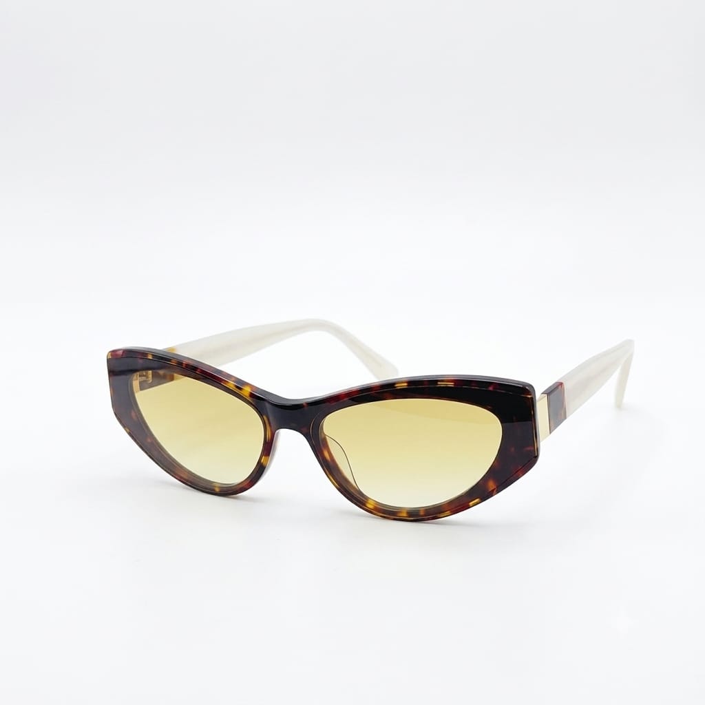 Chanel Women Angular Cat Eye White & Brown Sunglasses