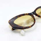 Chanel Women Angular Cat Eye White & Brown Sunglasses